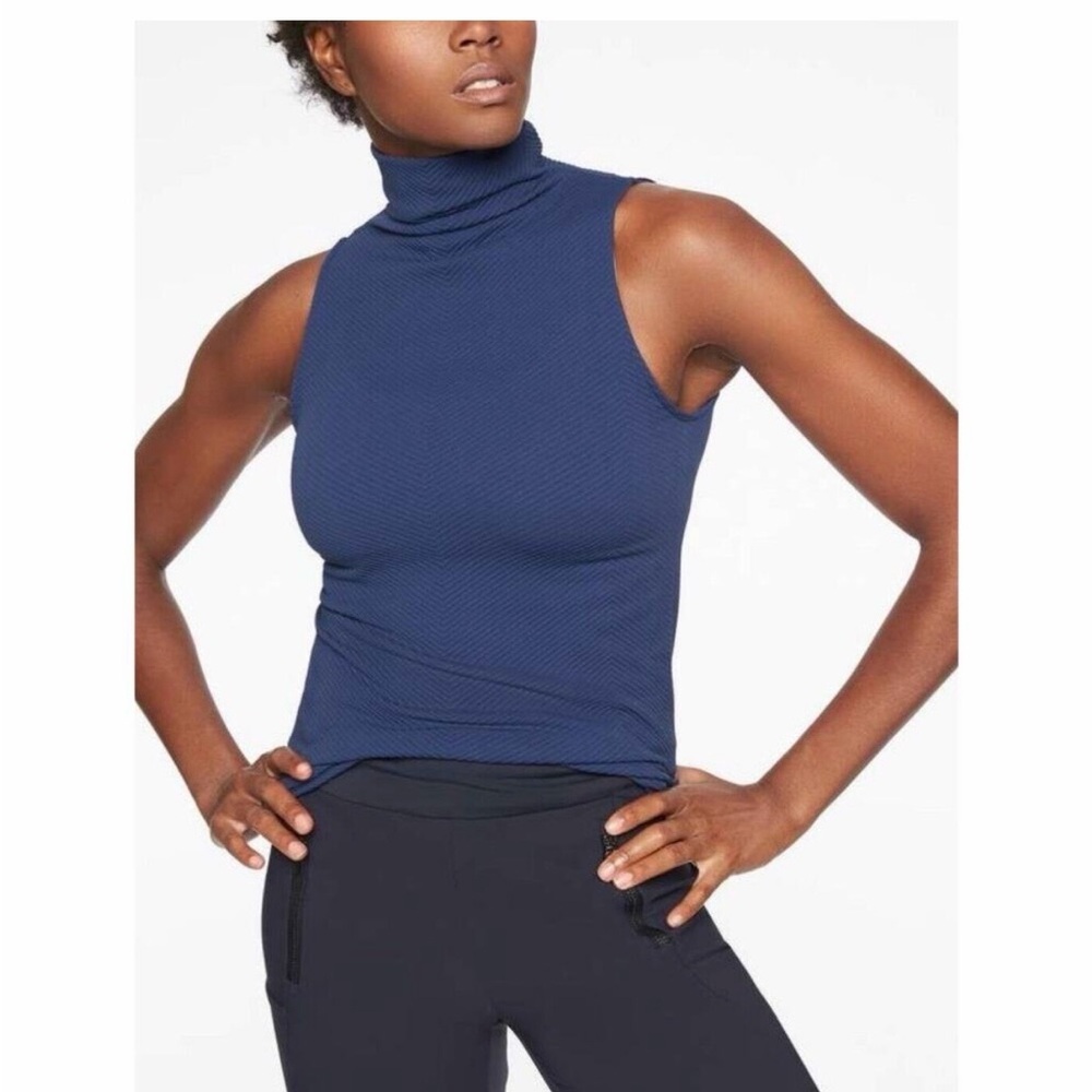 Athleta Flurry Seamless Sleeveless Turtleneck – Navy | XS